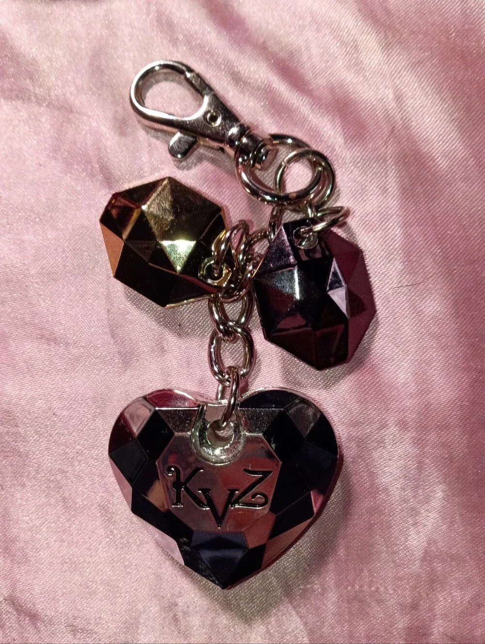 Kathy Van Zeeland Silver Heart Charm Keychain - Pink Reflections
